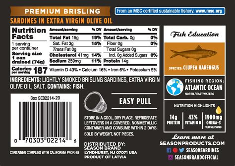 calories in can sardines in oil.